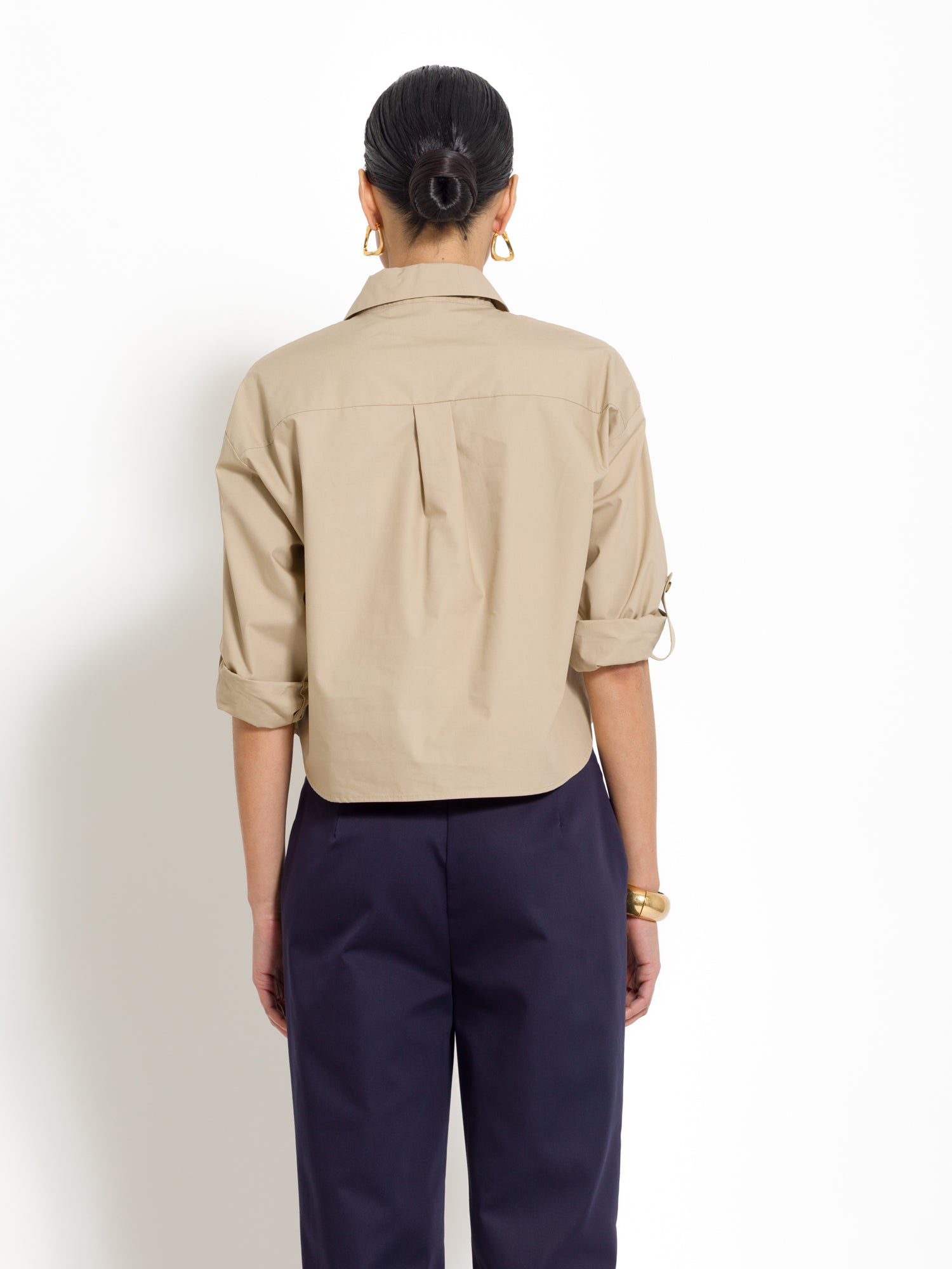 Cropped cotton shirt