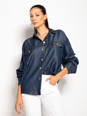 Denim-effect lyocell shirt