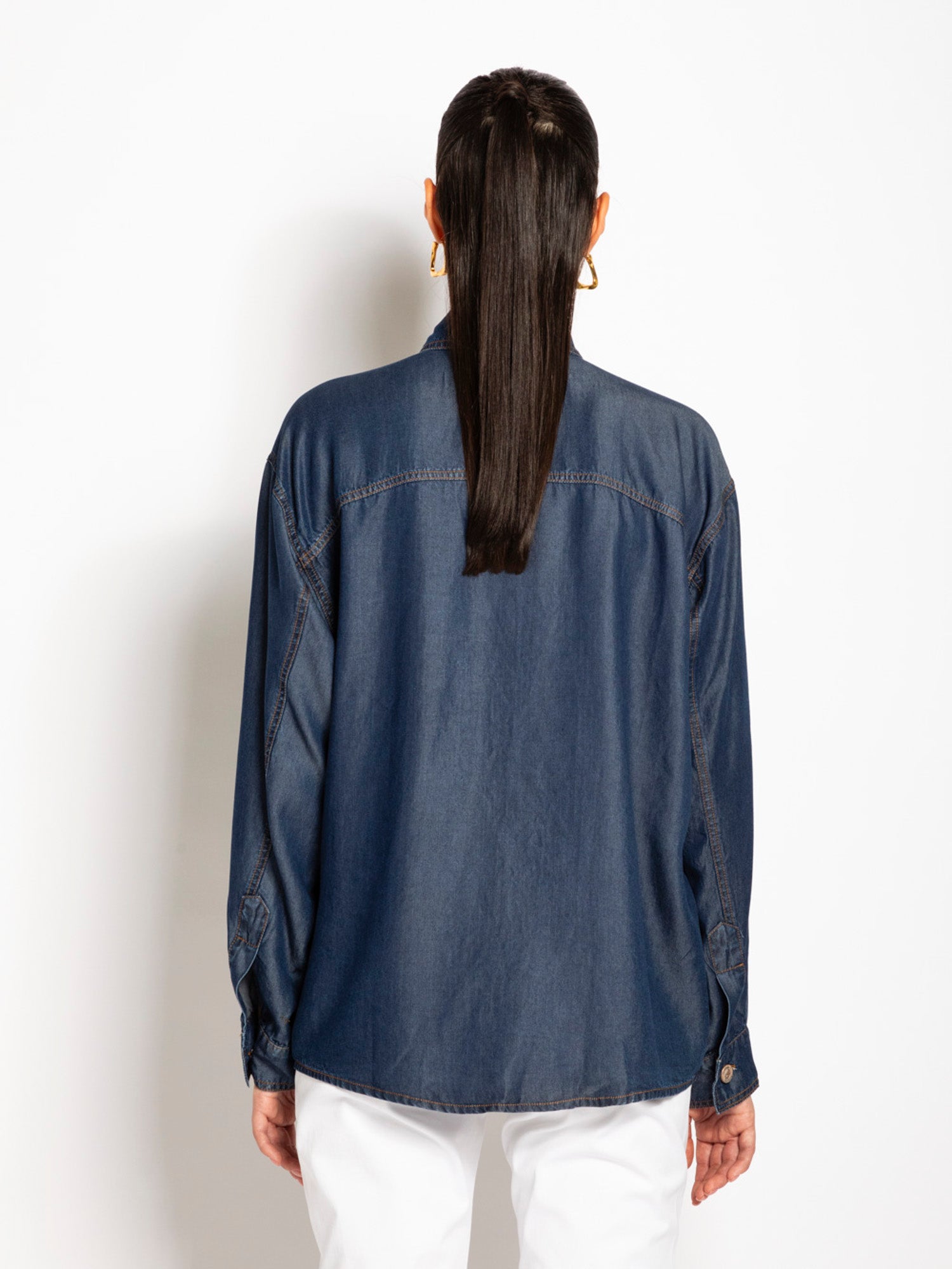 Denim-effect lyocell shirt