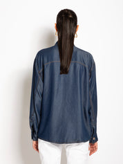 Denim-effect lyocell shirt