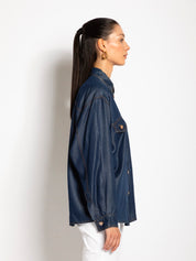 Denim-effect lyocell shirt