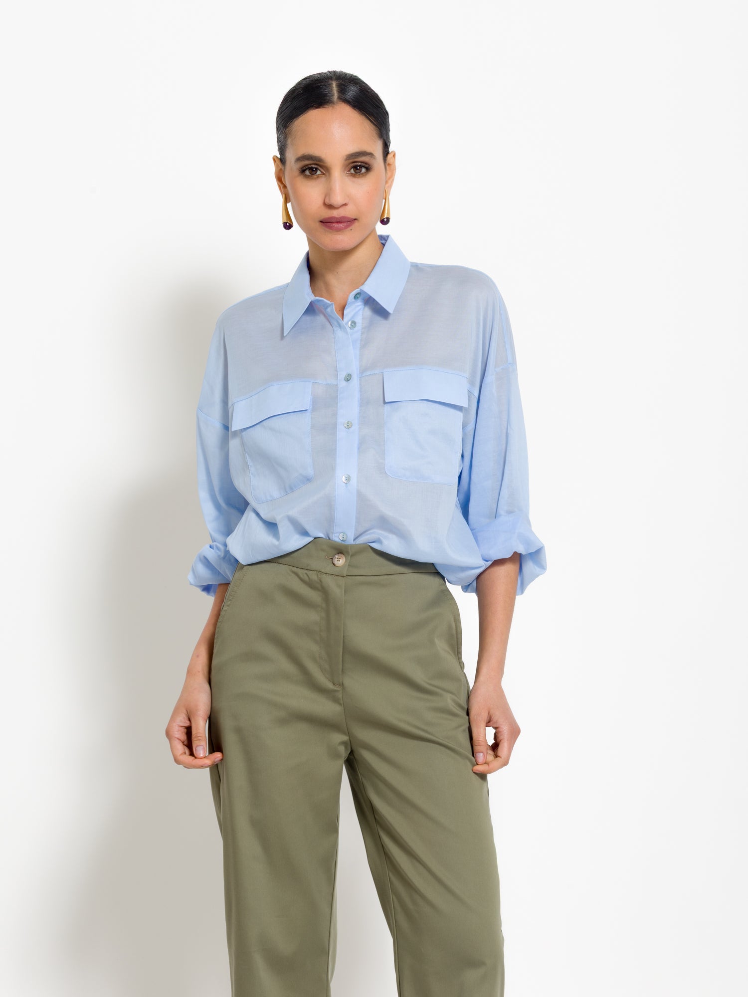 Camicia in mussola di cotone con tasche | Uncategorized da donna