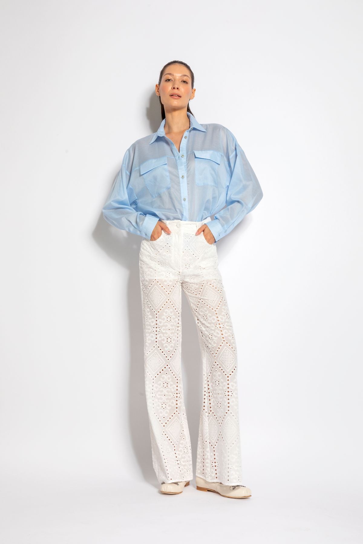 Camicia in mussola di cotone con tasche | Uncategorized da donna
