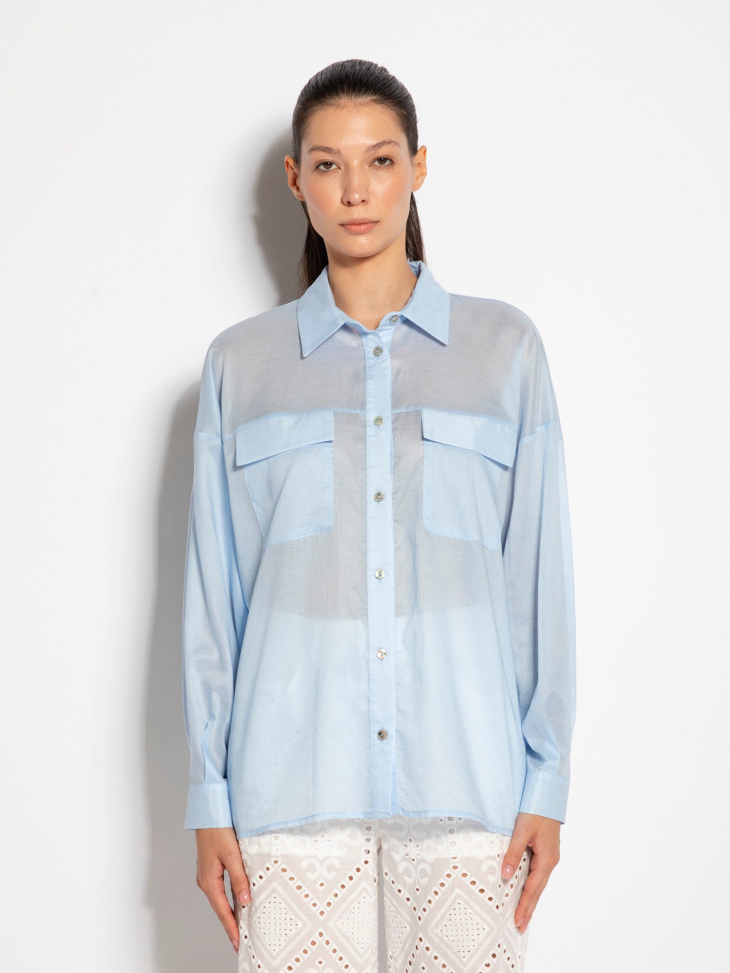 Camicia in mussola di cotone con tasche | Uncategorized da donna