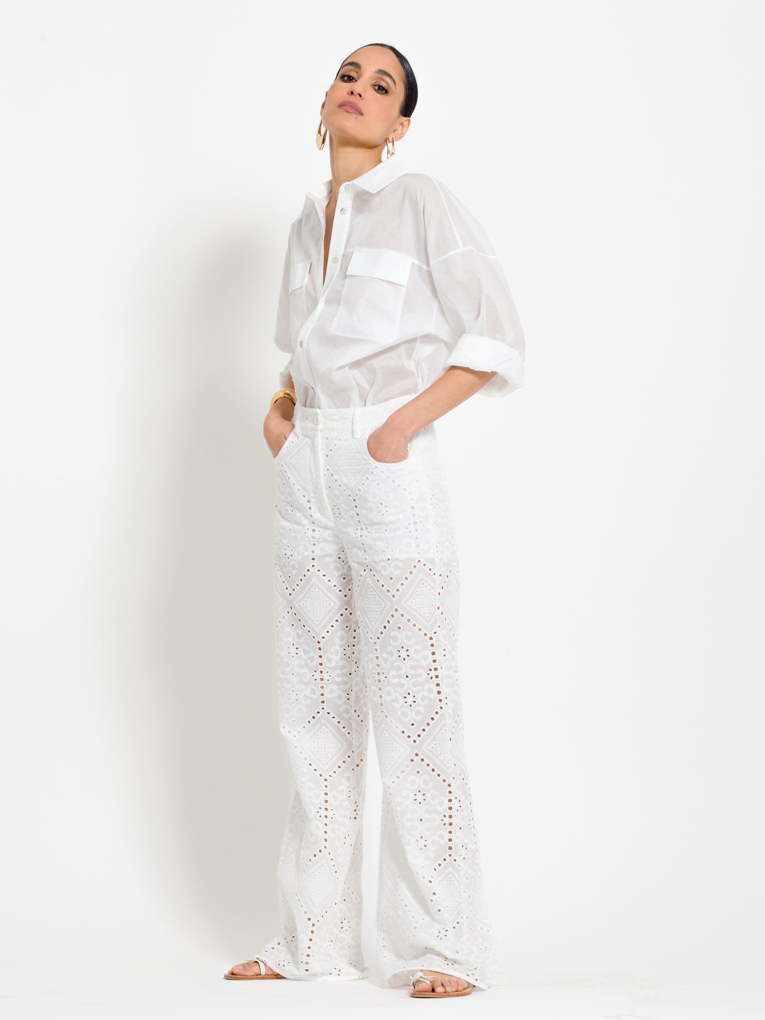 Camicia in mussola di cotone. con tasche | Uncategorized da donna