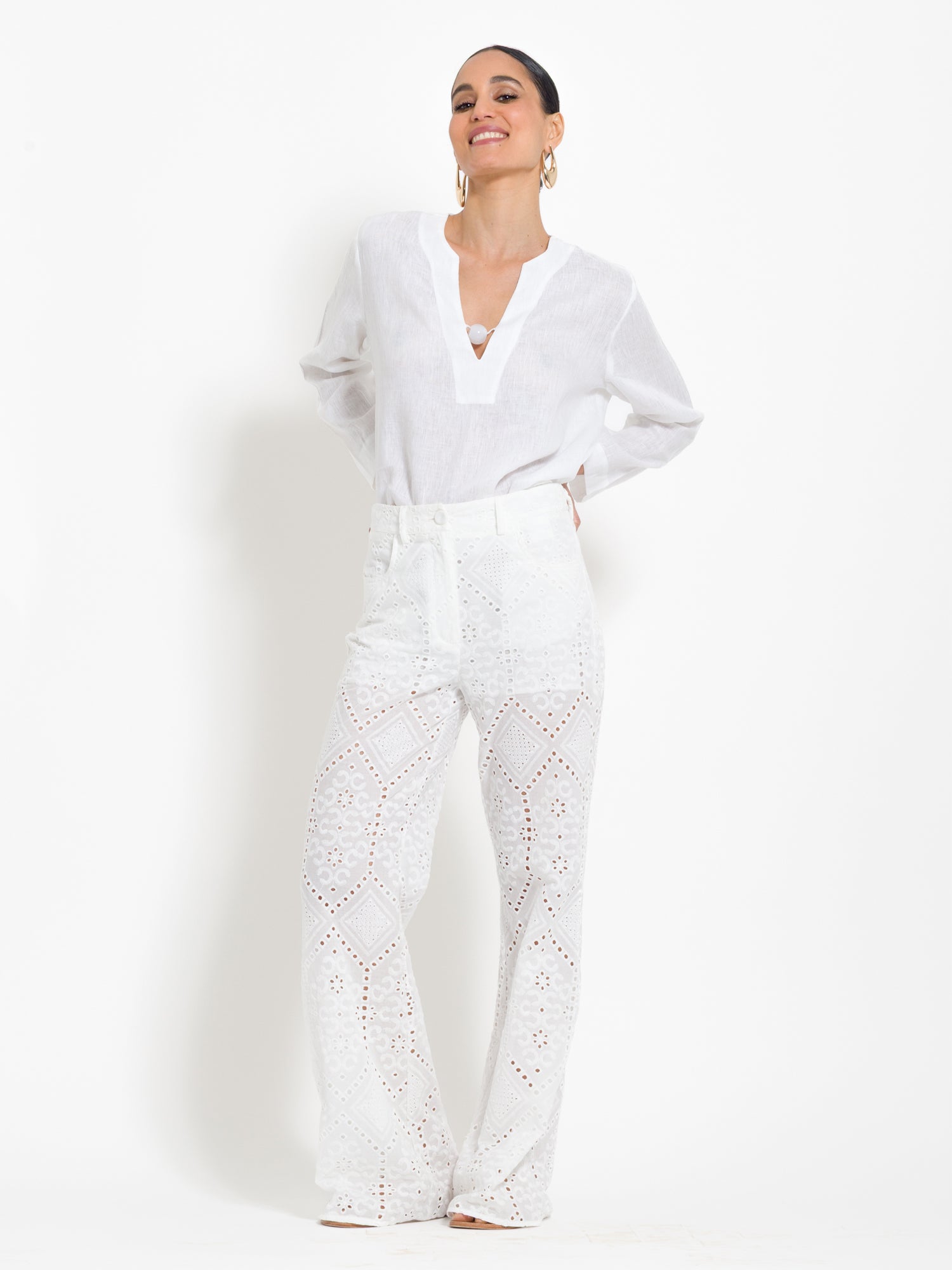 Blusa in lino con applicazione | Uncategorized da donna