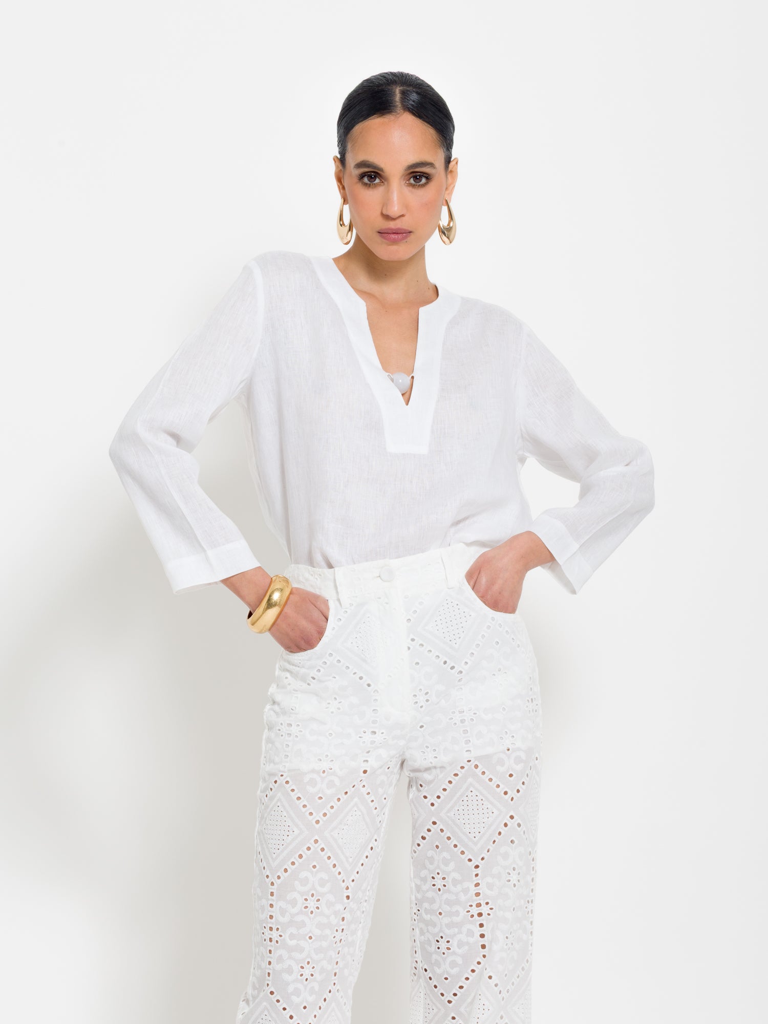 Blusa in lino con applicazione | Uncategorized da donna