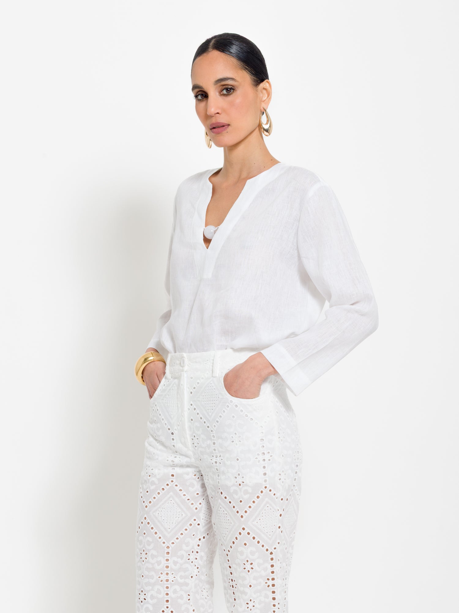 Blusa in lino con applicazione | Uncategorized da donna