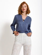 Blusa in lino con applicazione | Uncategorized da donna