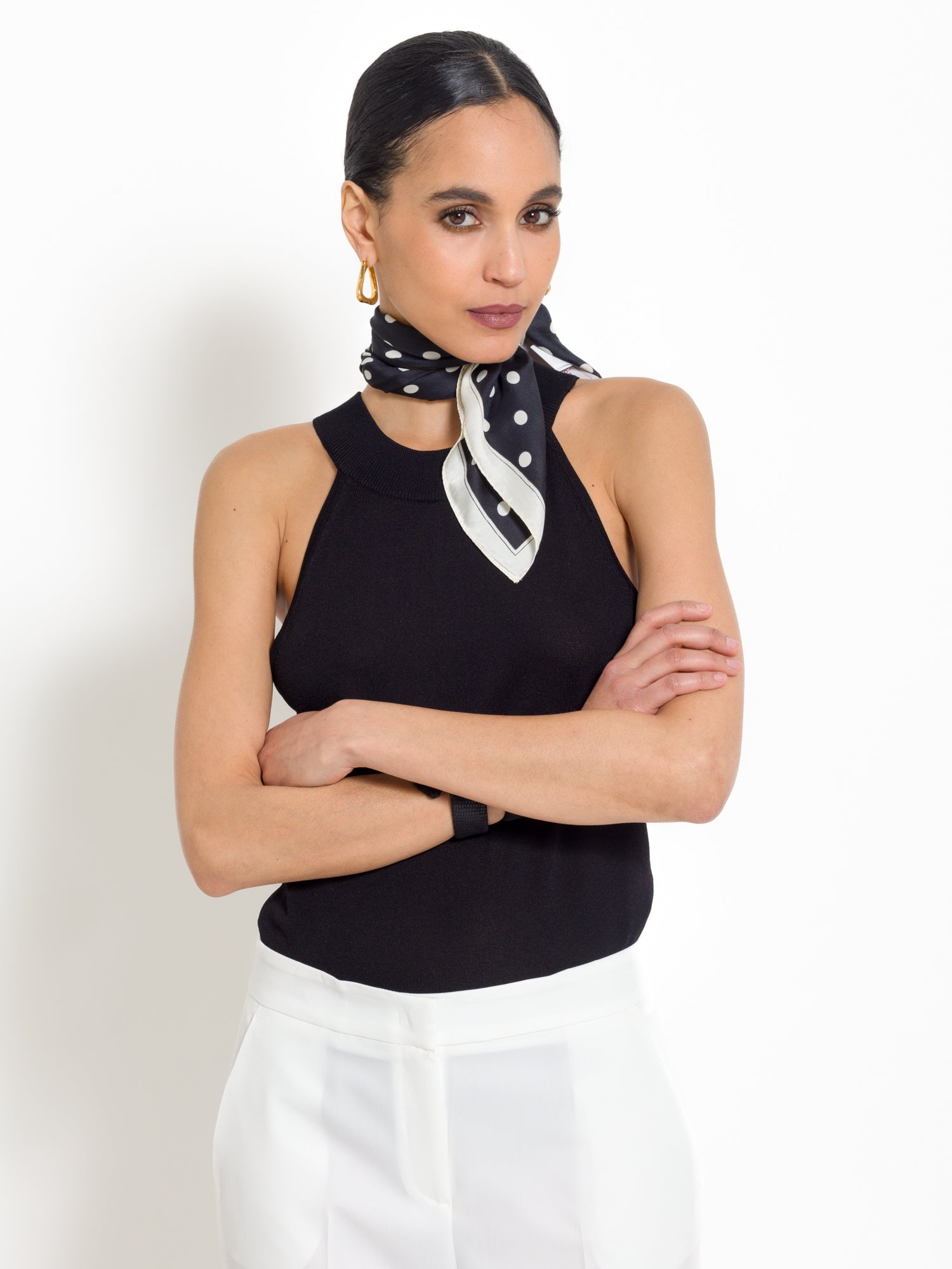 Foulard in seta stampata con piccolo pois | Uncategorized da donna