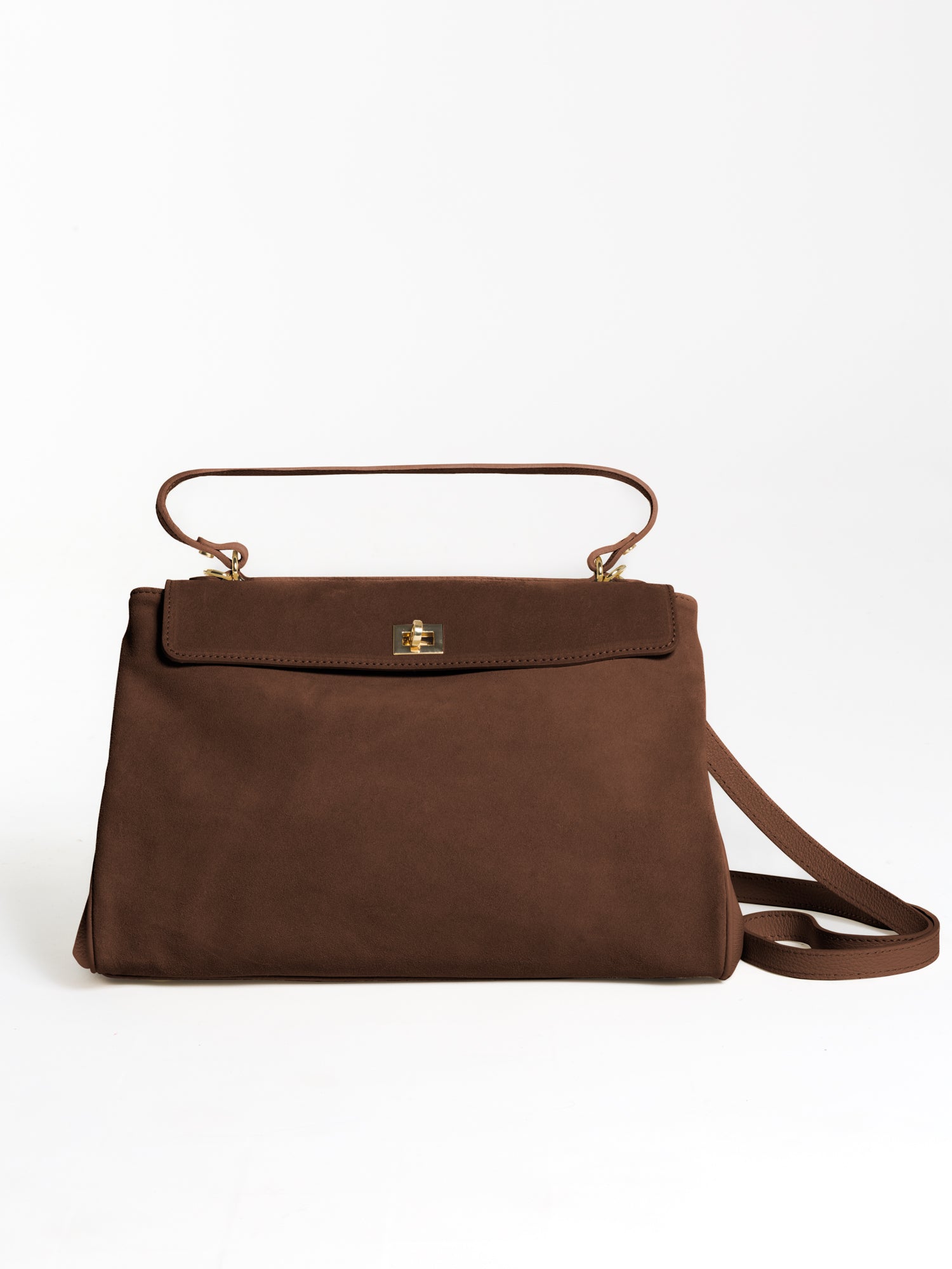 Borsa media in pelle e camoscio chiusura lucchetto | Uncategorized da donna