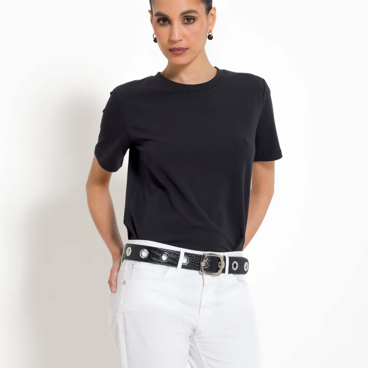 Cintura in pelle stampa cocco con occhielli - Compagnia Italiana