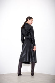 Faux leather shirt dress
