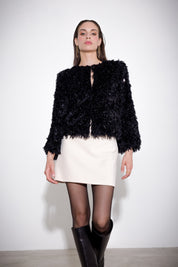 Short double crepe skirt
