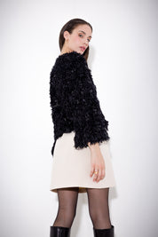 Short double crepe skirt