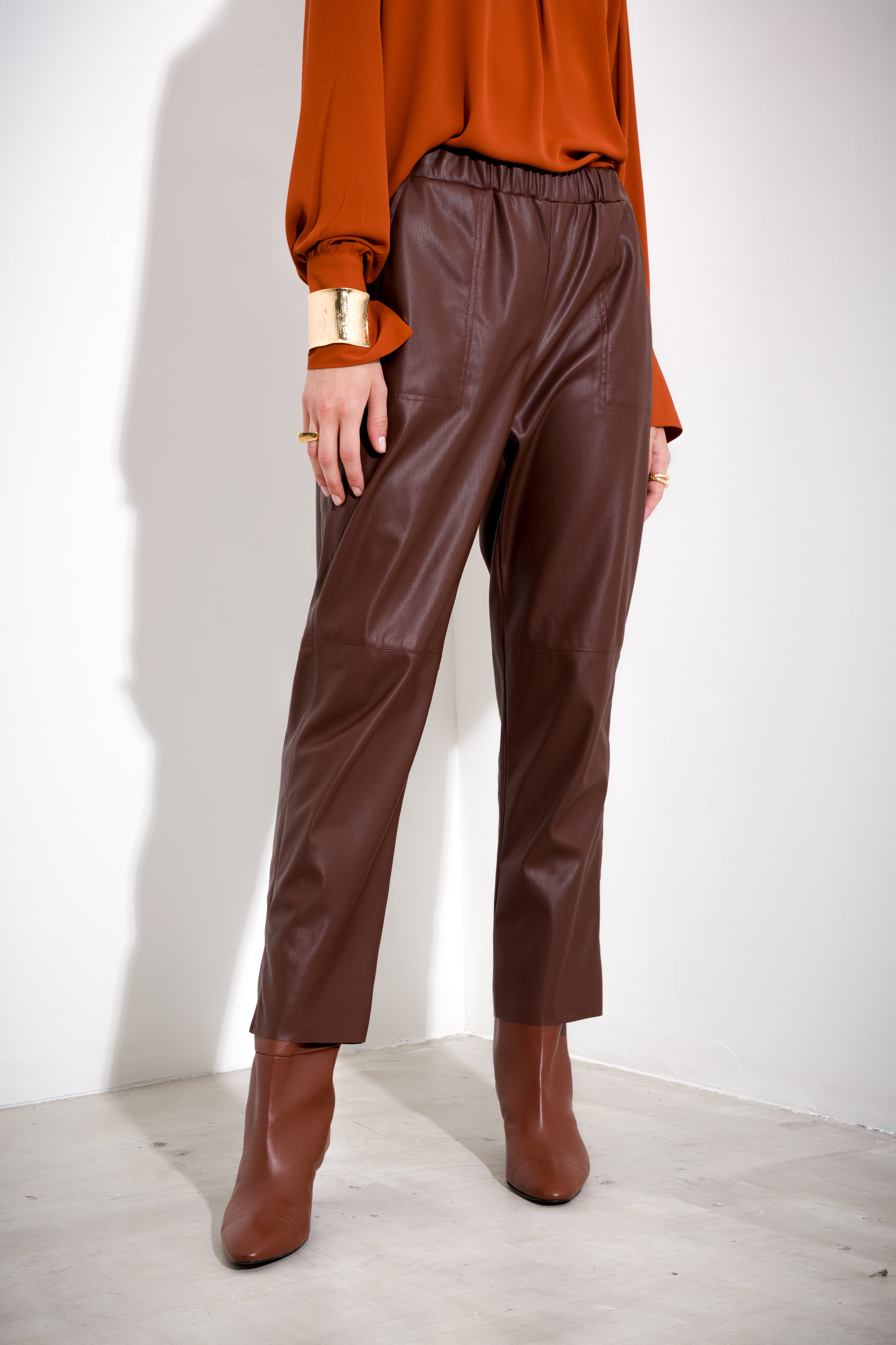 Faux leather trousers