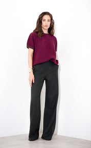 Straight trousers in buttoned wool and silk