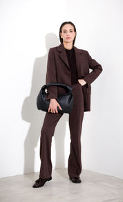 Flared trousers in wool canvas
