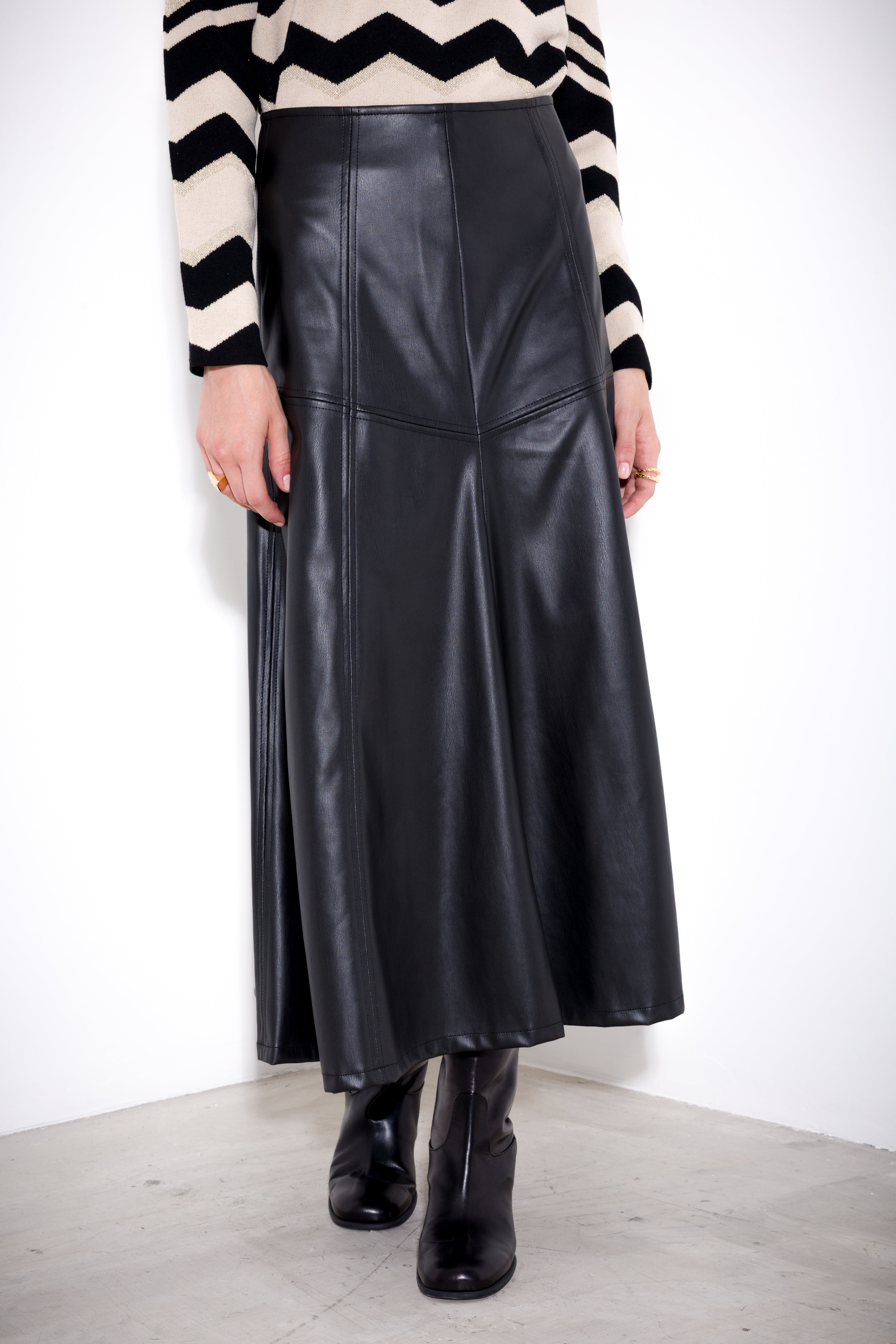 Faux leather midi skirt
