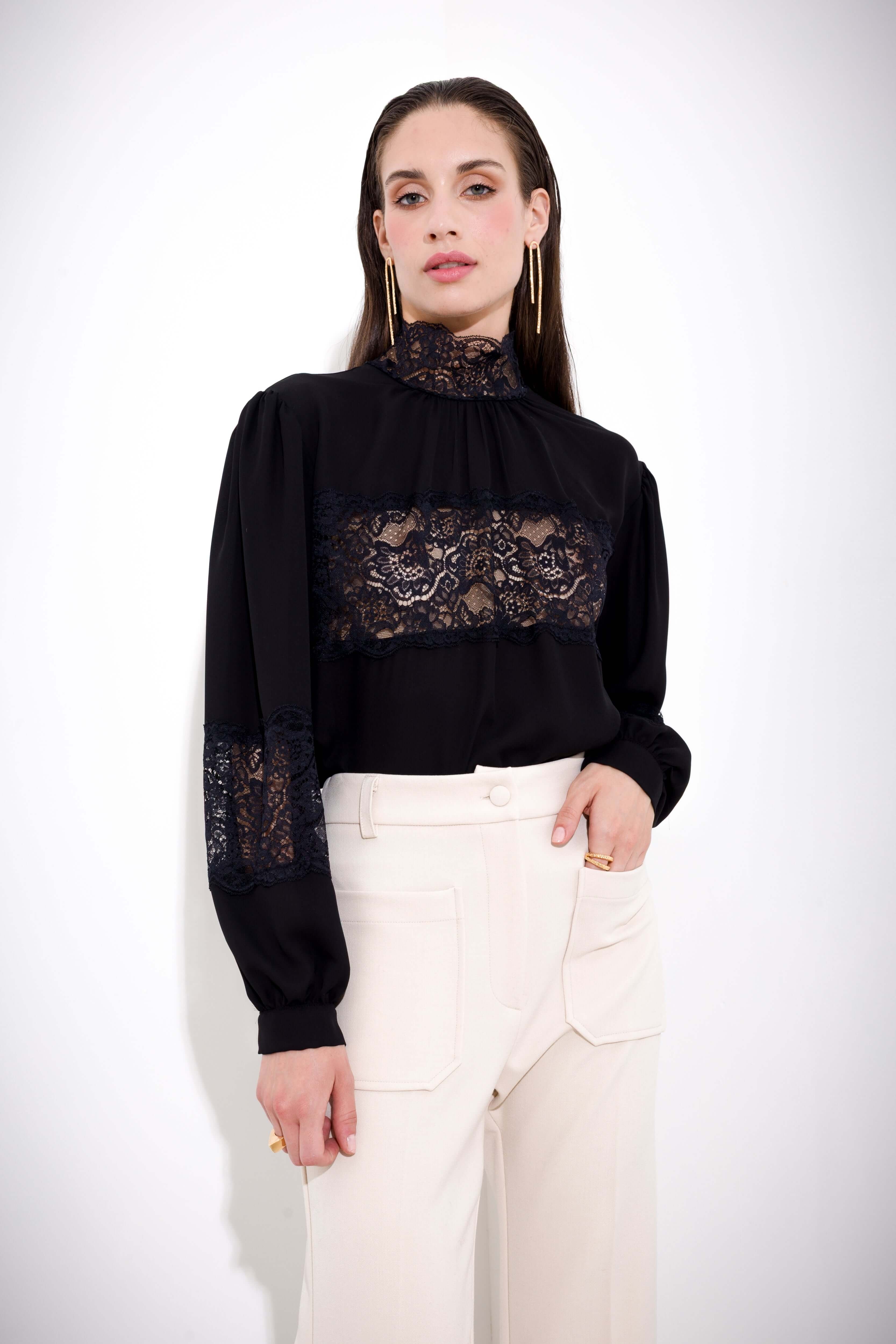 Camicia in georgette con pizzo - Compagnia Italiana