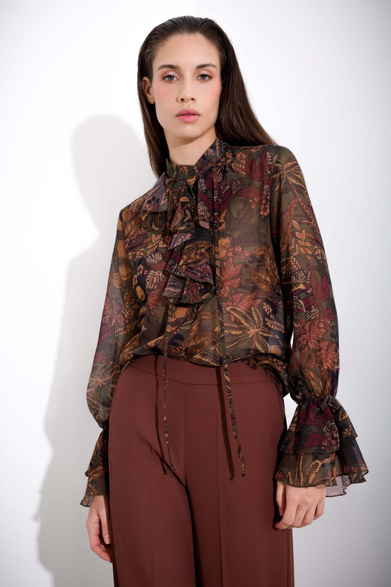Camicia stampa forest con rouches - Compagnia Italiana