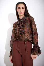 Camicia stampa forest con rouches - Compagnia Italiana