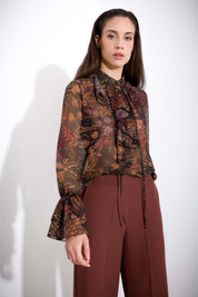 Camicia stampa forest con rouches - Compagnia Italiana