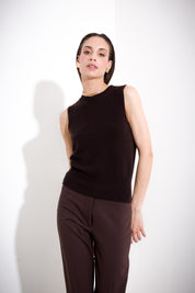 Maglia smanicata in lana e cachemire