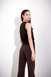 Maglia smanicata in lana e cachemire
