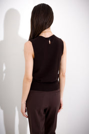 Maglia smanicata in lana e cachemire