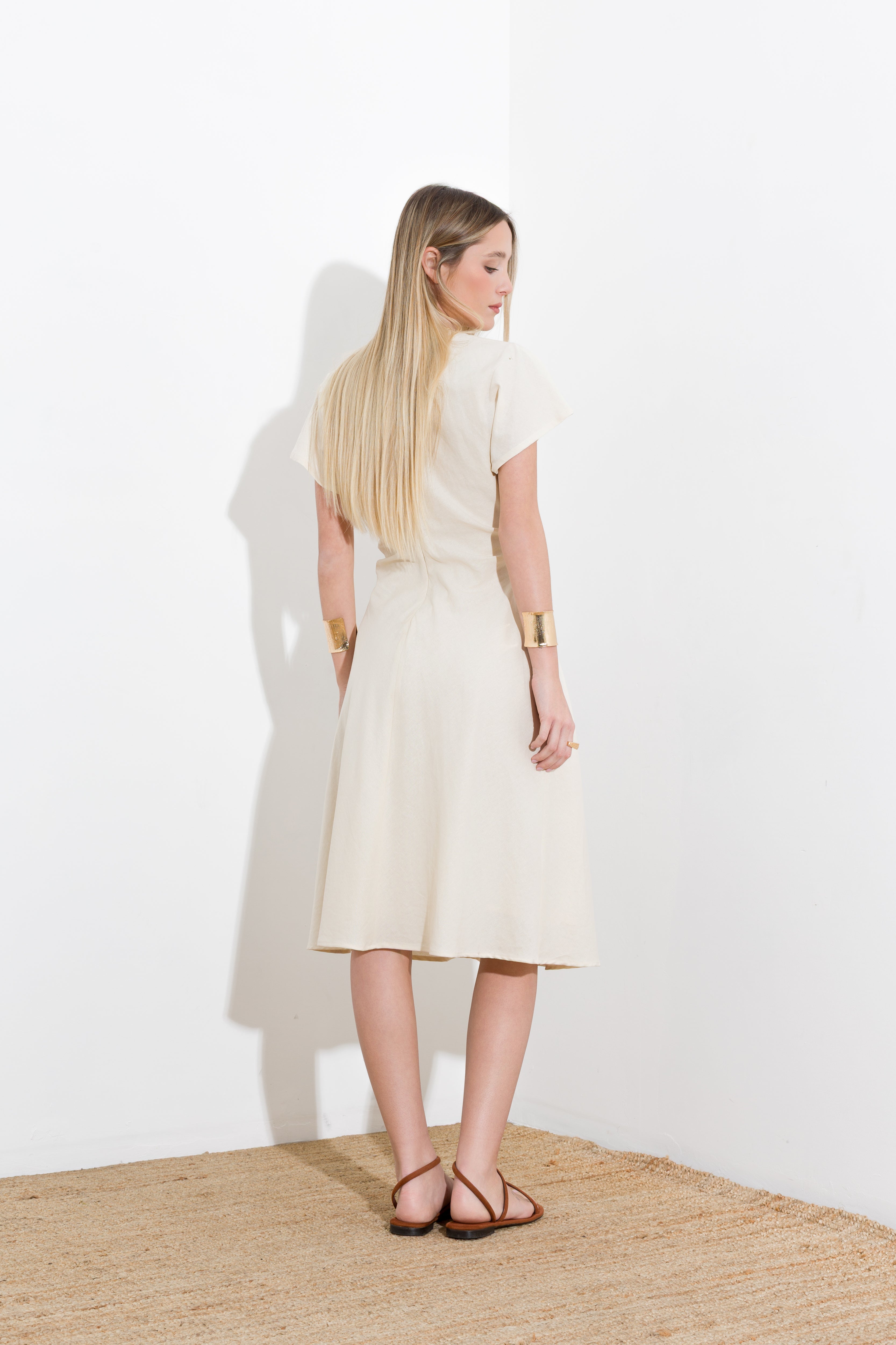 Abito midi in lino viscosa - Compagnia Italiana