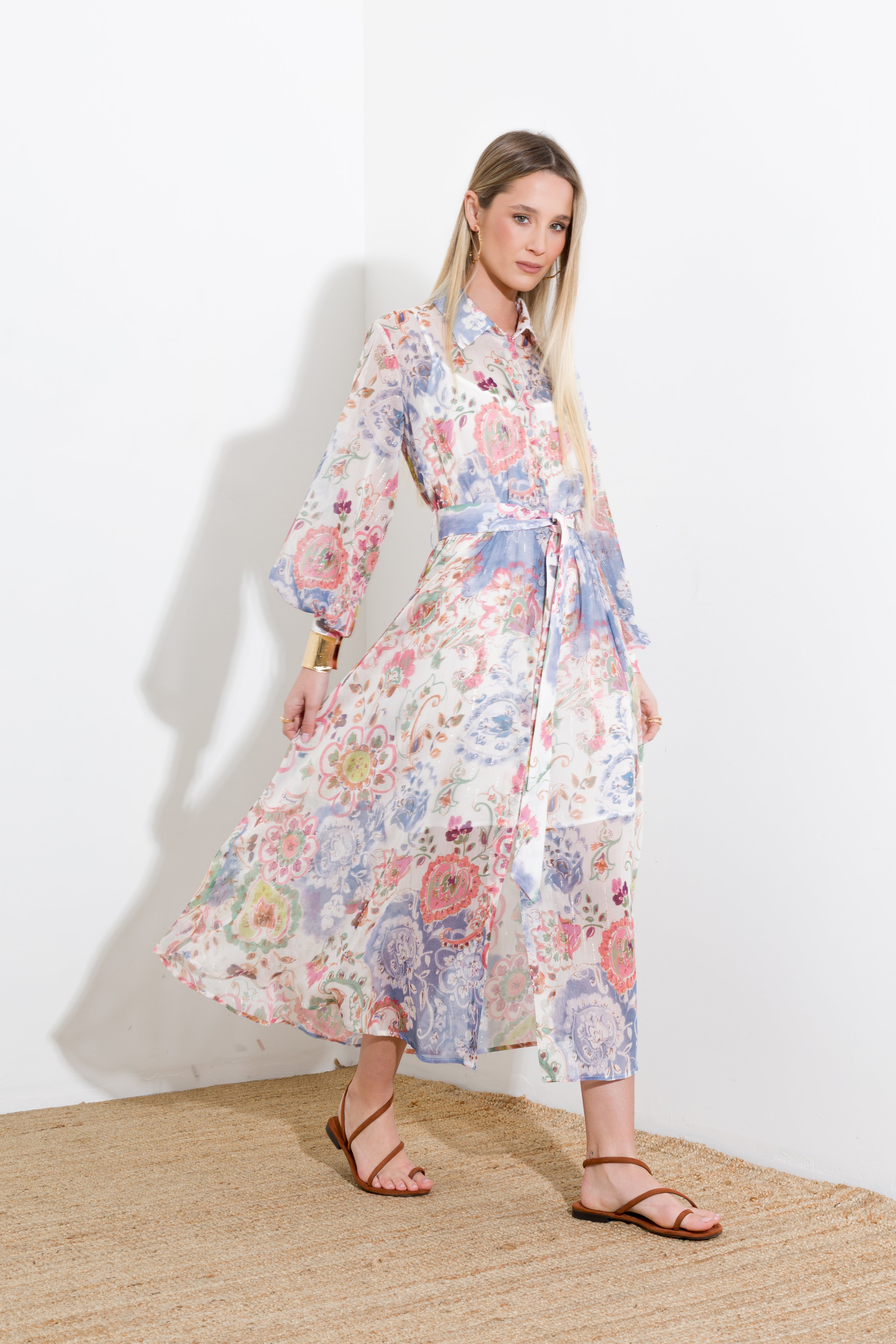 Abito midi stampa cachemire