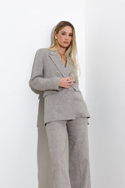 Double-breasted linen and cotton blazer