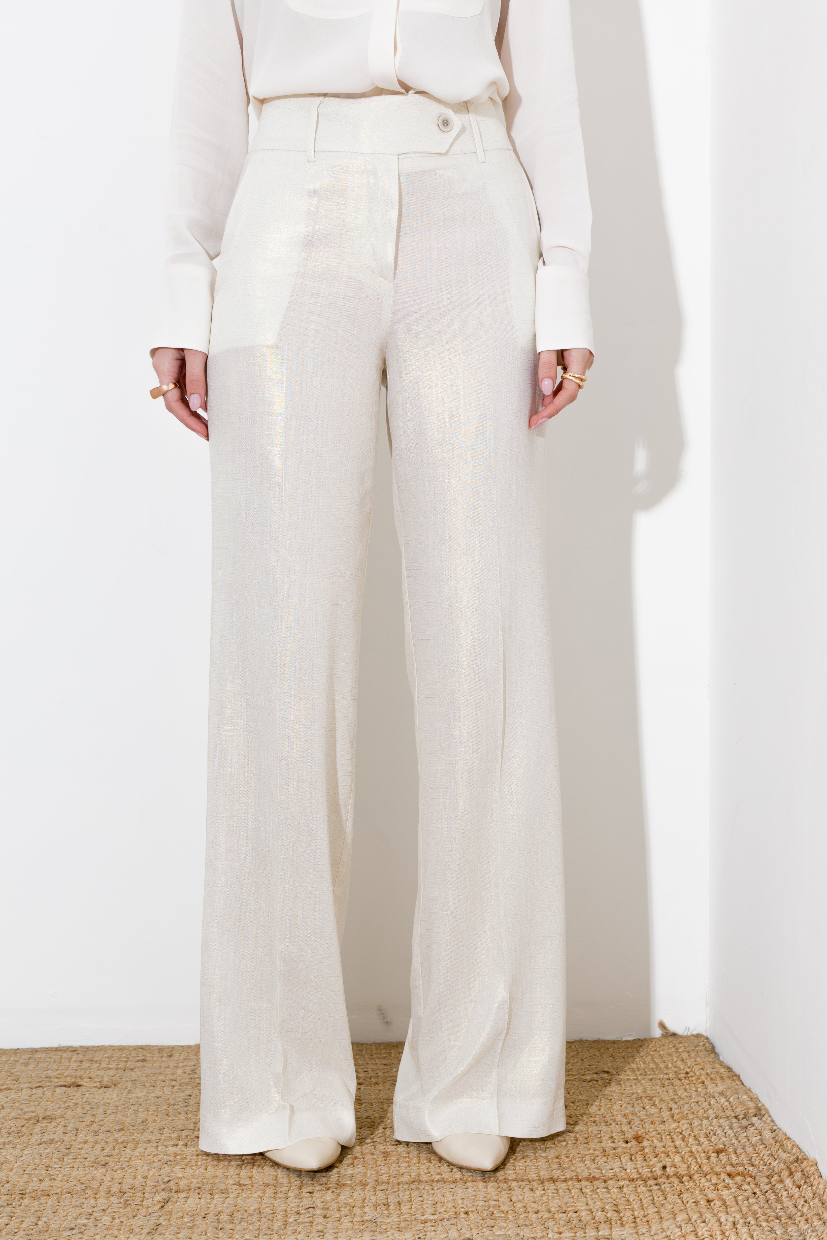 Plaid linen trousers