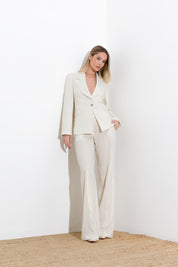 Plaid linen trousers