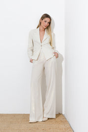 Plaid linen trousers