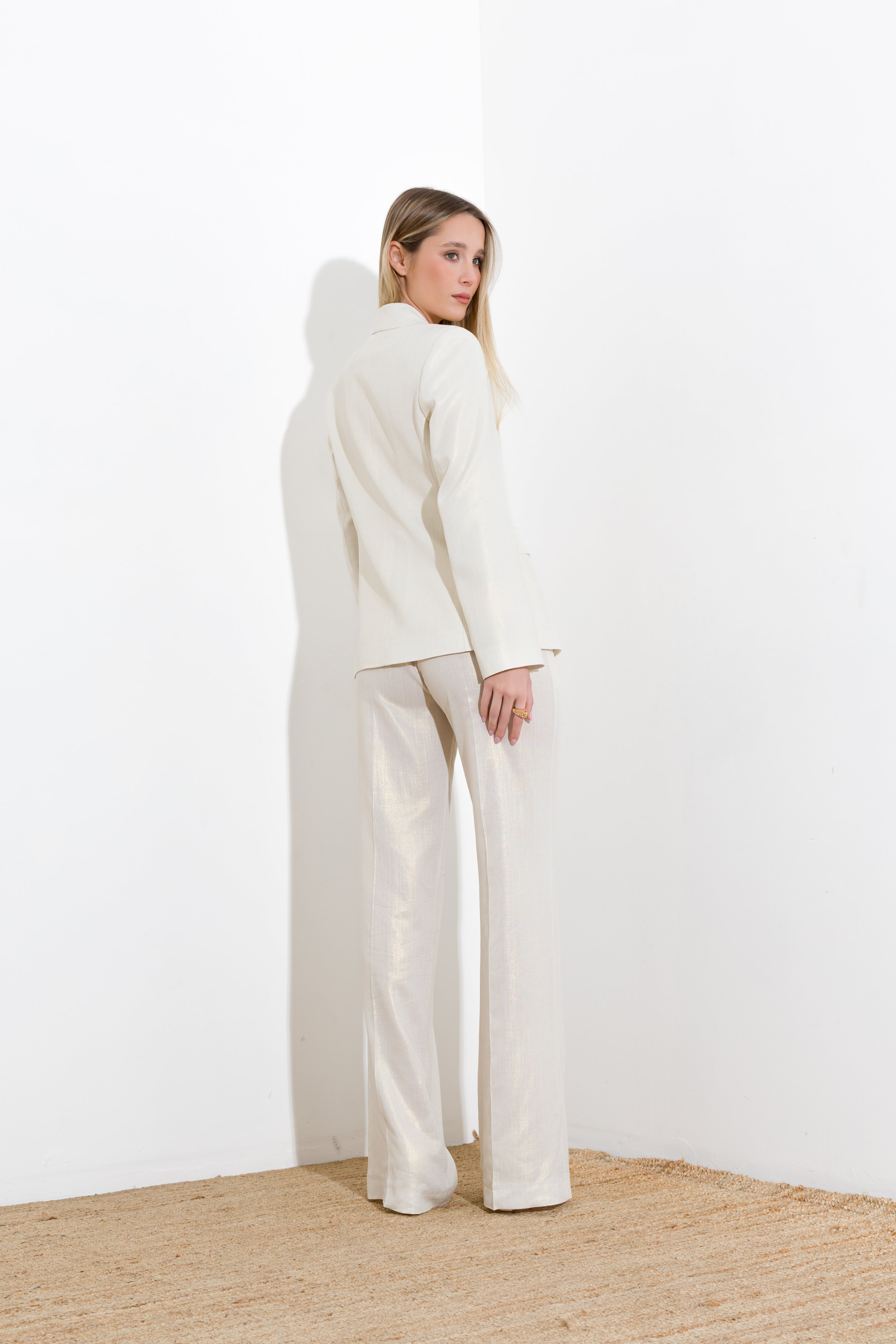 Plaid linen trousers