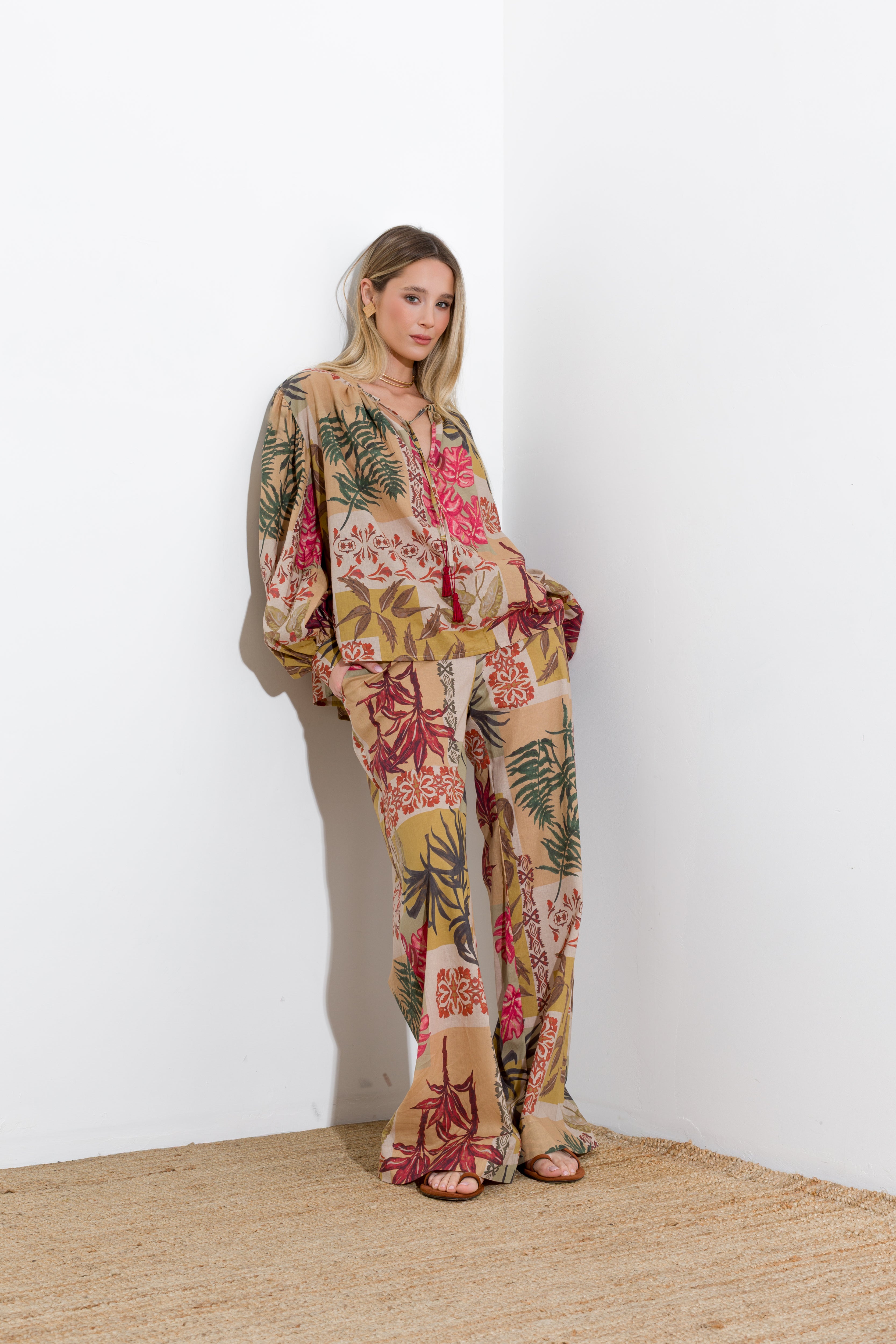Blusa in mussola di cotone stampato - Compagnia Italiana