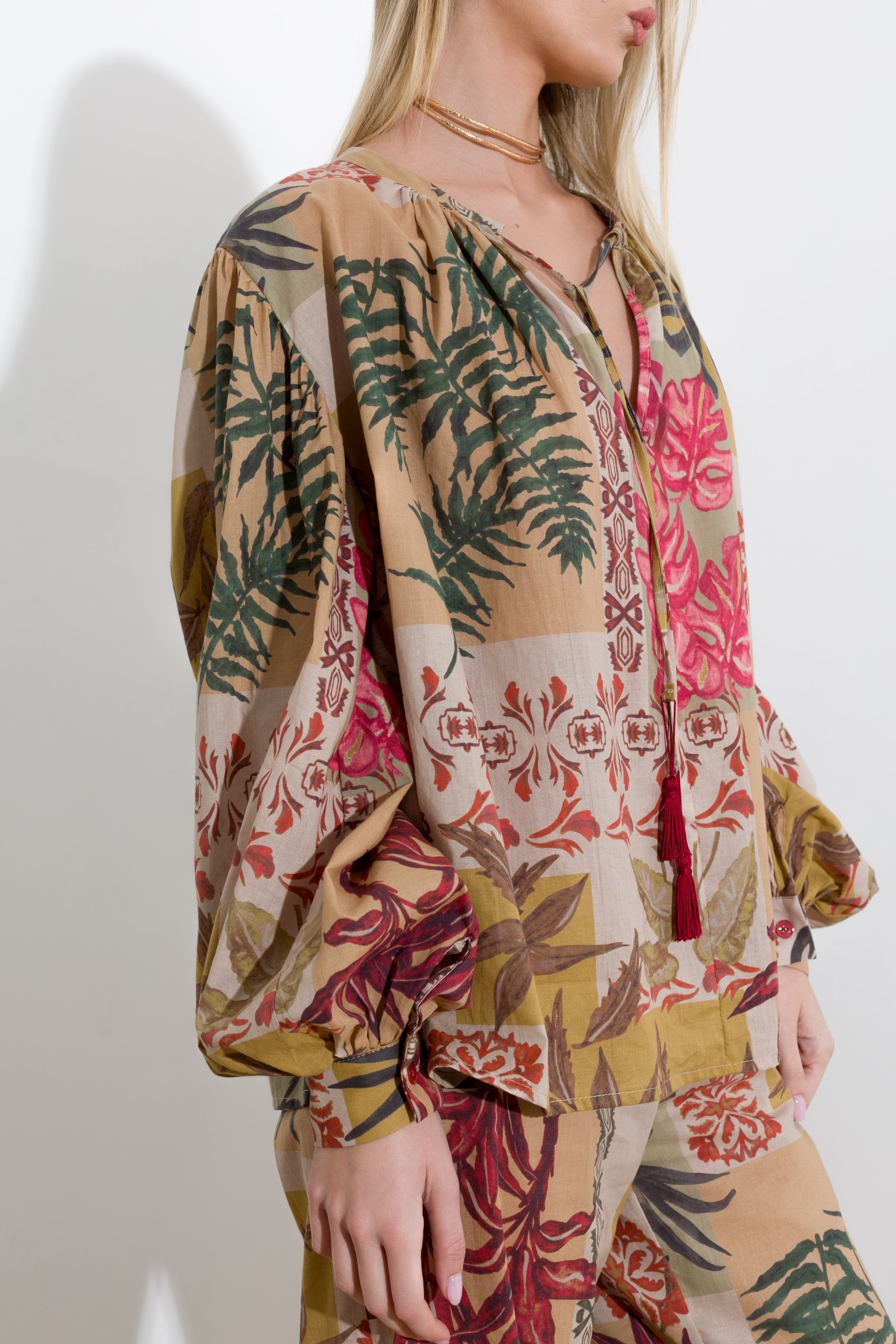 Blusa in mussola di cotone stampato - Compagnia Italiana
