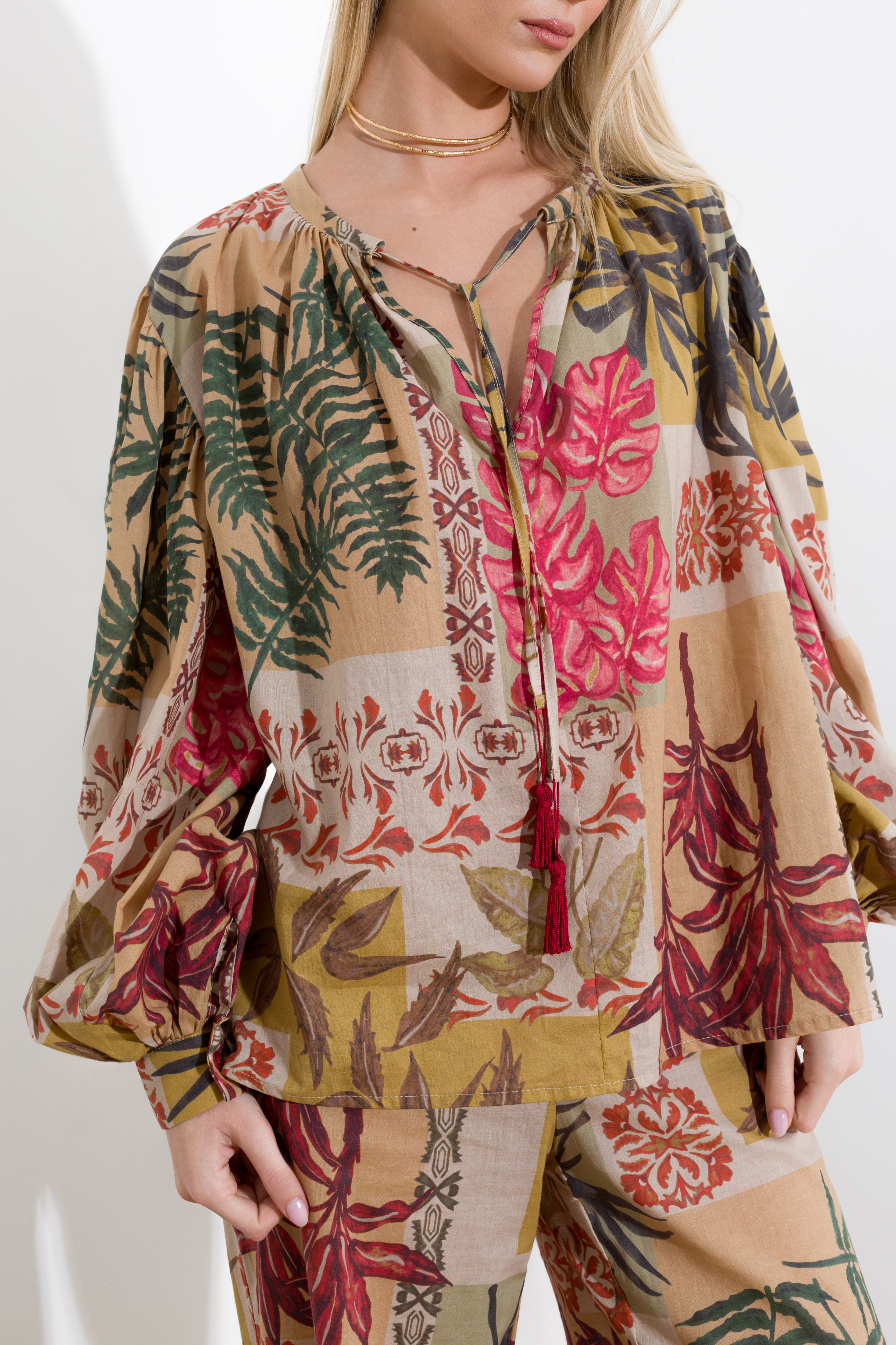 Blusa in mussola di cotone stampato - Compagnia Italiana