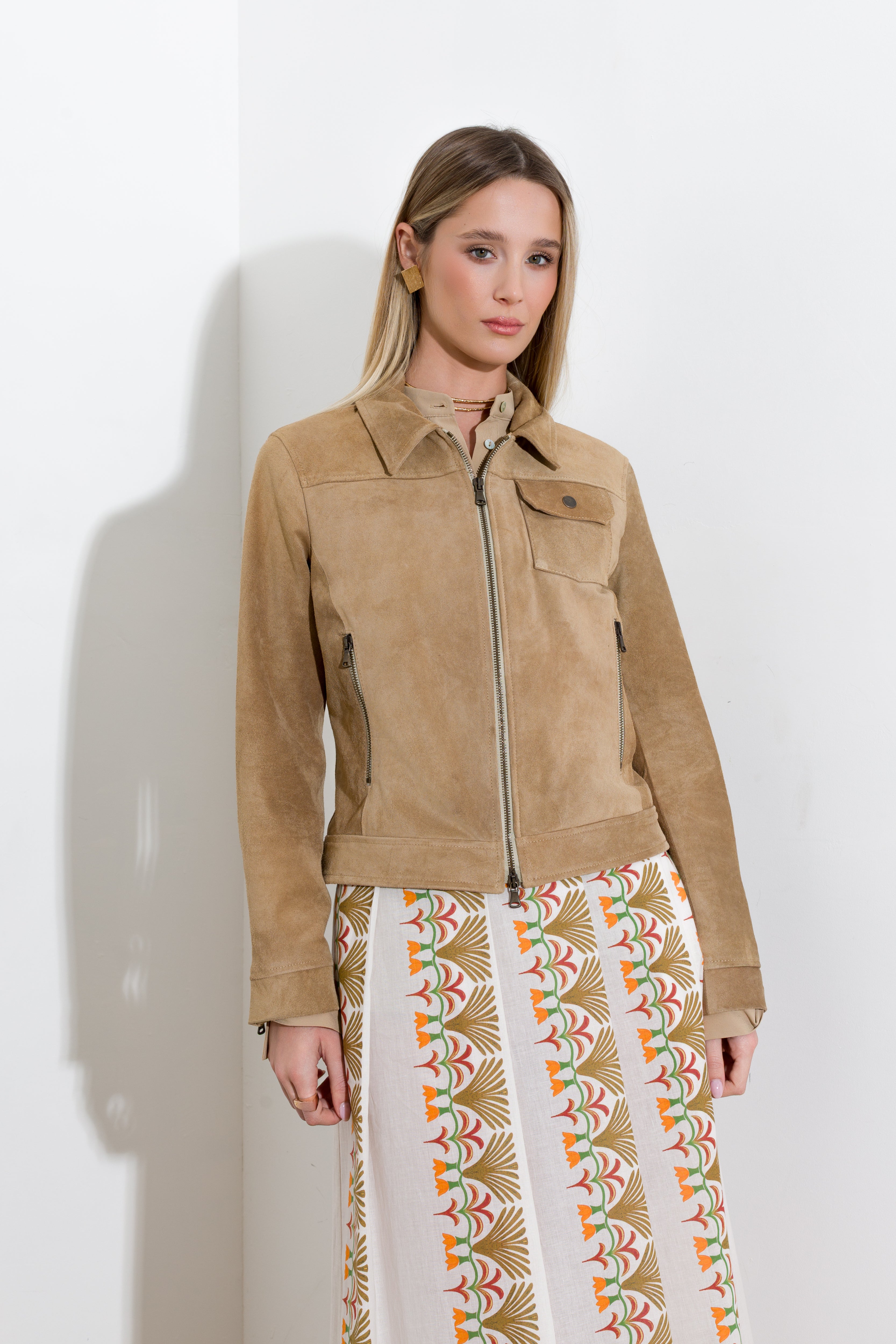 Giubbino in pelle scamosciata