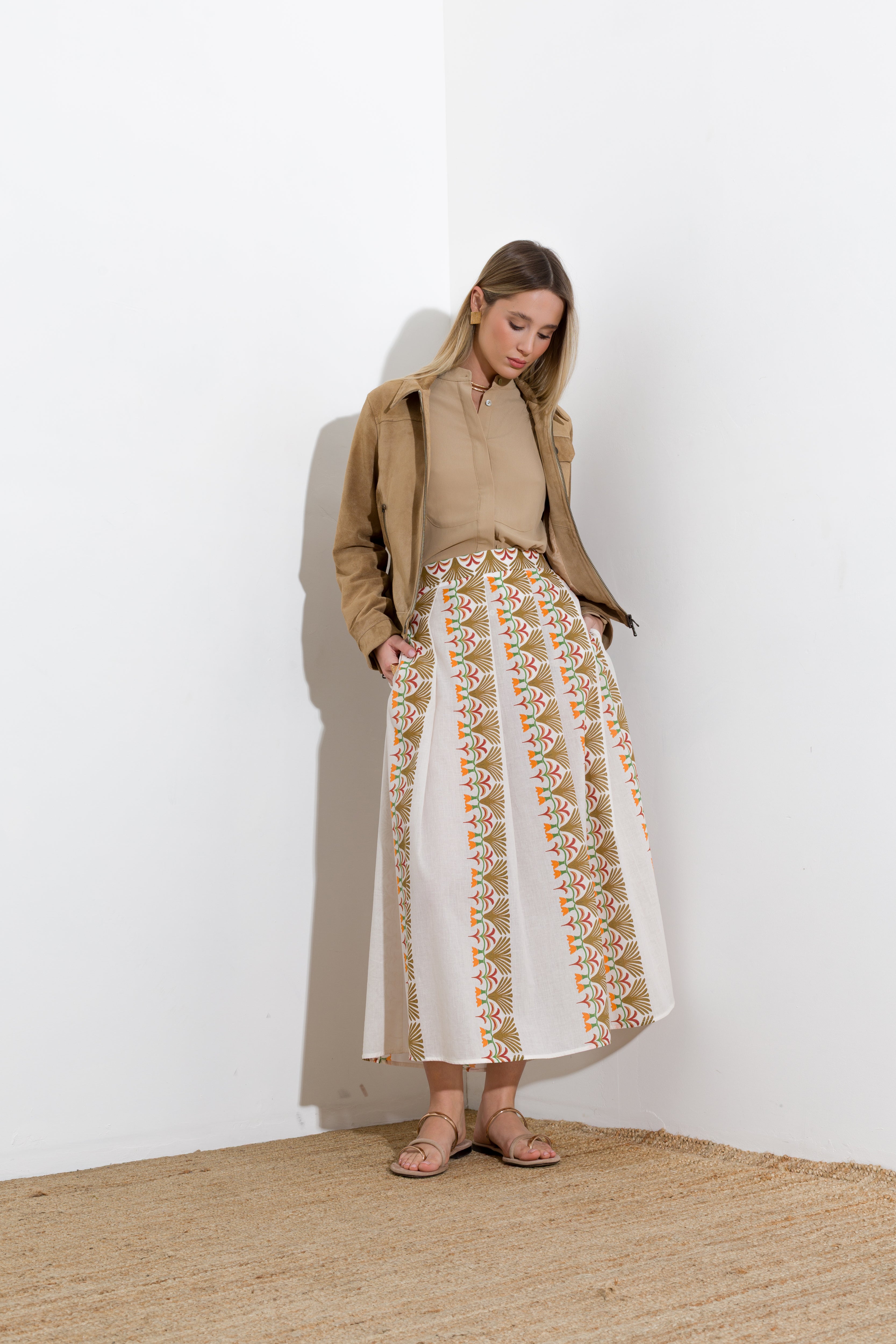 Gonna lunga in voile di cotone stampato - Compagnia Italiana