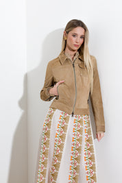 Giubbino in pelle scamosciata