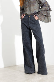 Jeans palazzo in denim stampato