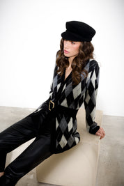 V-neck diamond cardigan