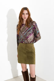 Minigonna in pelle scamosciata