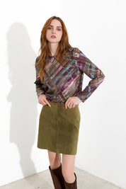 Minigonna in pelle scamosciata