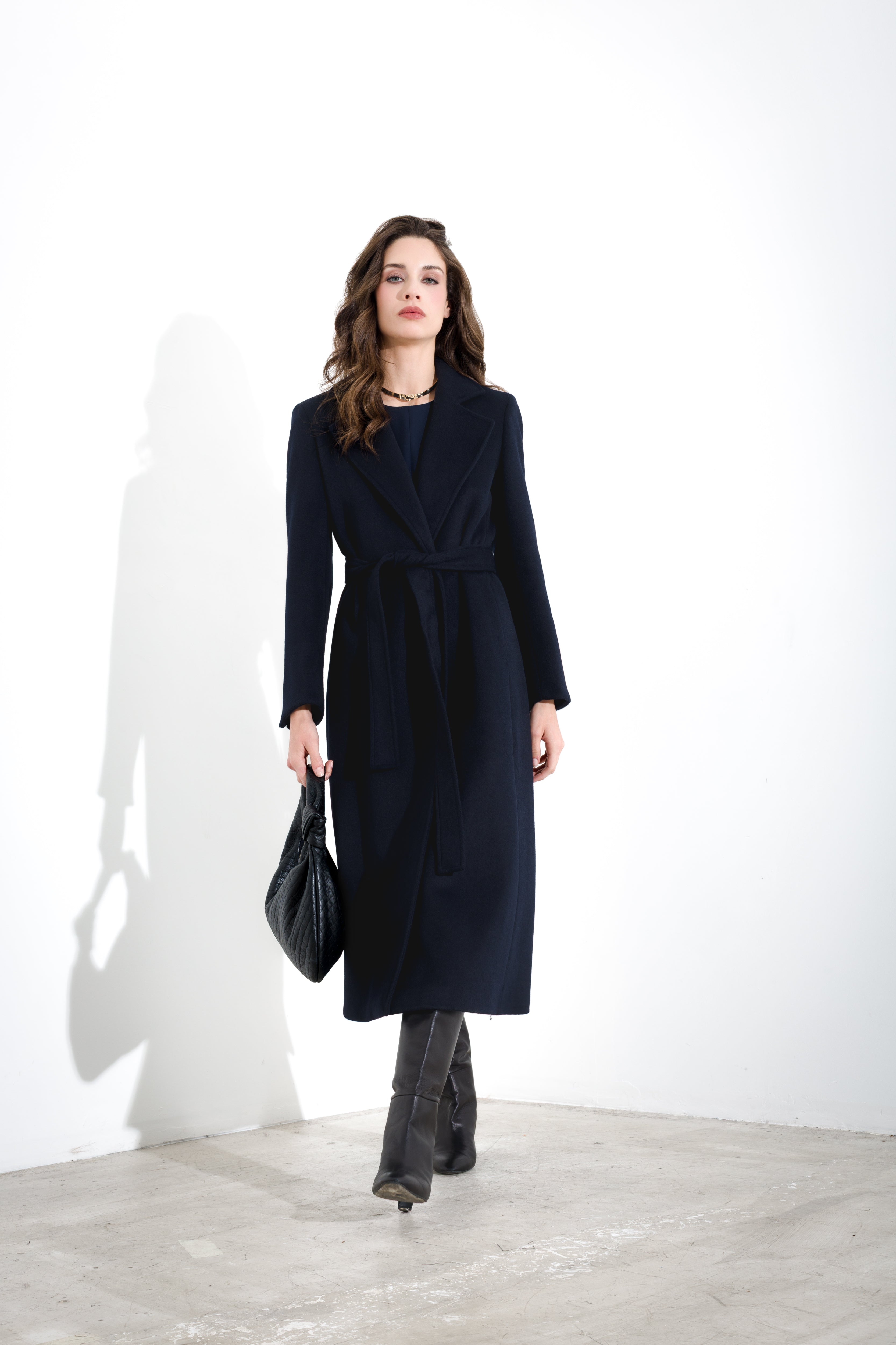 Cappotto in panno con cintura