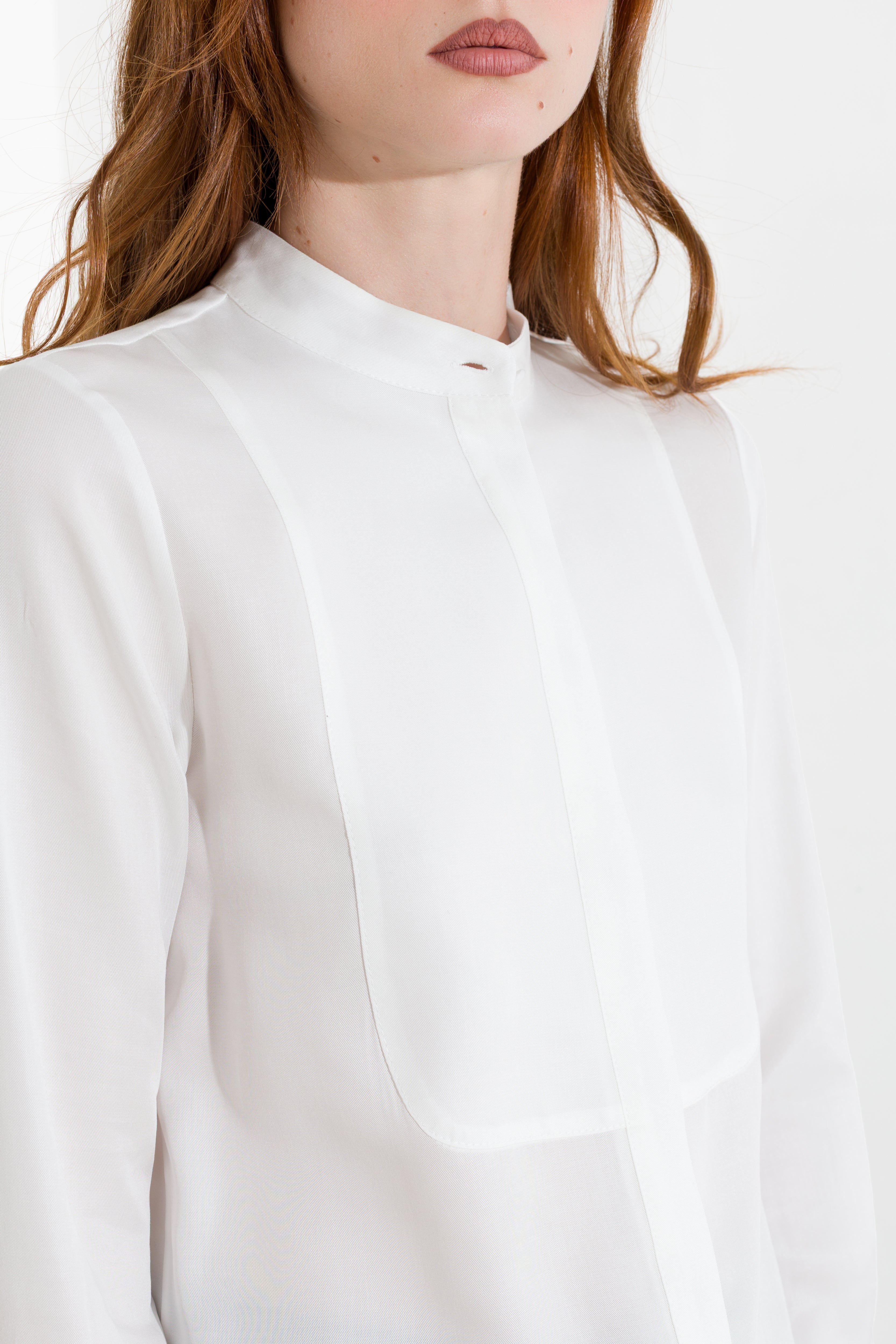 Camicia con collo alla coreana in lyocell