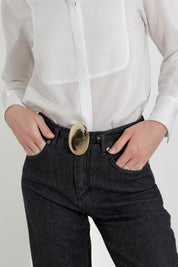 Camicia con collo alla coreana in lyocell